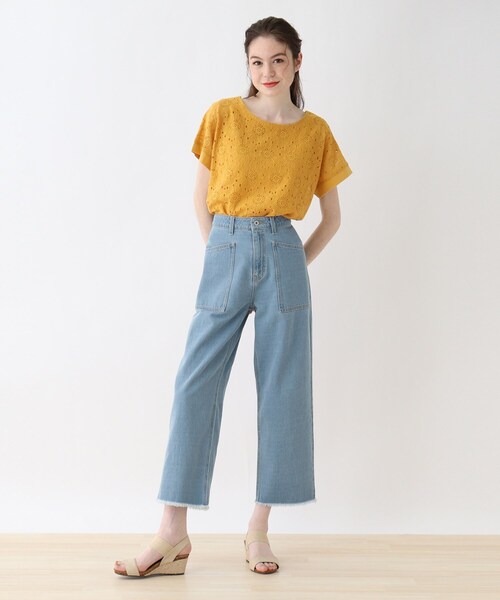 Cutie Blonde（キューティーブロンド）の「◆【S-L】フラワーレースプルオーバー（Tシャツ/カットソー・レディース・ネイビー/ダークグリーン/マスタード/オフホワイト・01/02/03）」の12枚目の写真