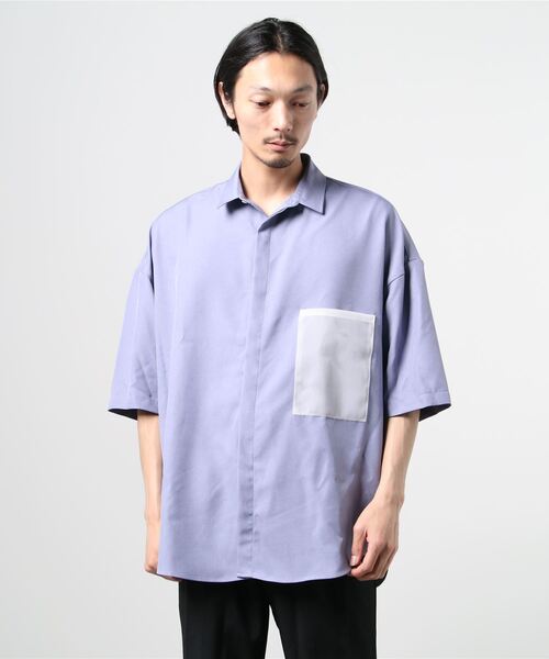 B'2nd（ビーセカンド）の「LUSOR(ルーソル）/別注ハーフスリーブシャツ（シャツ/ブラウス・メンズ・パープル/ネイビー・FREE）」の10枚目の写真