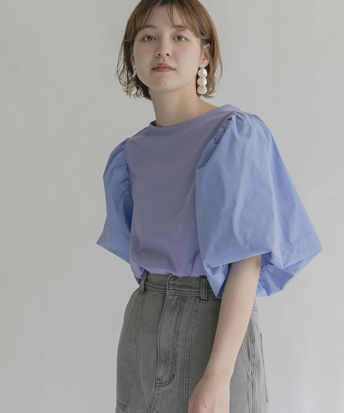 KBF（ケイビーエフ）の「バルーンBIGスリーブプルオーバー（Tシャツ/カットソー・レディース・ホワイト/ブルー/ブラック・ONE）」の4枚目の写真