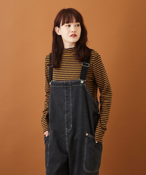 CUBE SUGAR(キューブシュガー)の「ショートスラブフライス ボーダー 長袖 ハイネック(Tシャツ/カットソー・レディース・モカ/ブラック×ホワイト/ホワイト系その他/ブラウン系その他/パープル系その他/グレー×ホワイト・M)」の4枚目の写真