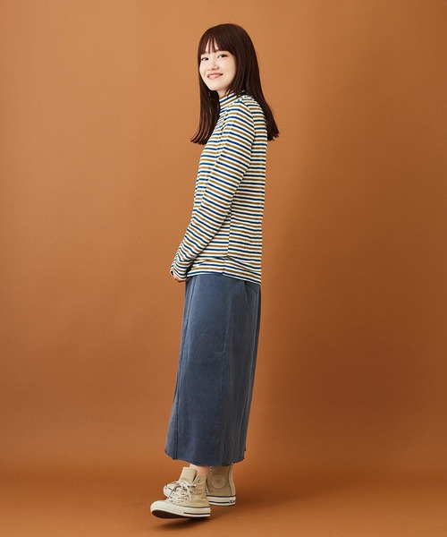 CUBE SUGAR(キューブシュガー)の「ショートスラブフライス ボーダー 長袖 ハイネック(Tシャツ/カットソー・レディース・モカ/ブラック×ホワイト/ホワイト系その他/ブラウン系その他/パープル系その他/グレー×ホワイト・M)」の15枚目の写真