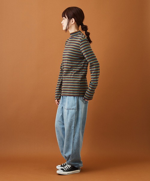 CUBE SUGAR(キューブシュガー)の「ショートスラブフライス ボーダー 長袖 ハイネック(Tシャツ/カットソー・レディース・モカ/ブラック×ホワイト/ホワイト系その他/ブラウン系その他/パープル系その他/グレー×ホワイト・M)」の18枚目の写真