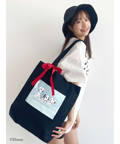 Honey Salon(ハニーサロン)の「101/プリントトートバッグ(トートバッグ・レディース・ブラック/ナチュラル・FREE)」の2枚目の写真