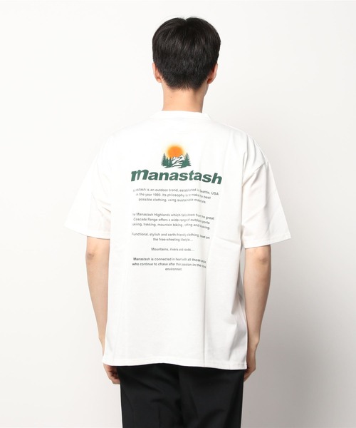 MANASTASH（マナスタッシュ）の「MANASTASH/マナスタッシュ　RECYCLED TEE DAY BREAK リサイクルティーデイブレイク（Tシャツ/カットソー・メンズ・ホワイト/セージグリーン/ブラック・MEDIUM/LARGE/X-LARGE/M/XL）」の6枚目の写真