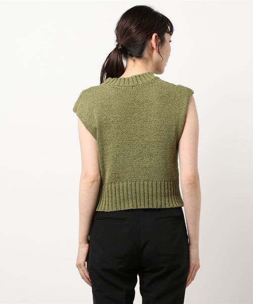 MATCH&more（マッチアンドモア）の「テープヤーンショート丈プルオーバー（ニット/セーター・レディース・カーキ/ホワイト/ベージュ・FREE）」の5枚目の写真