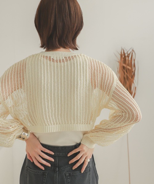 SENSE OF PLACE by URBAN RESEARCH（センスオブプレイスバイアーバンリサーチ）の「ショートメッシュセットプルオーバー（ニット/セーター・レディース・ブラック/ベージュ/アイボリー・ONE）」の7枚目の写真
