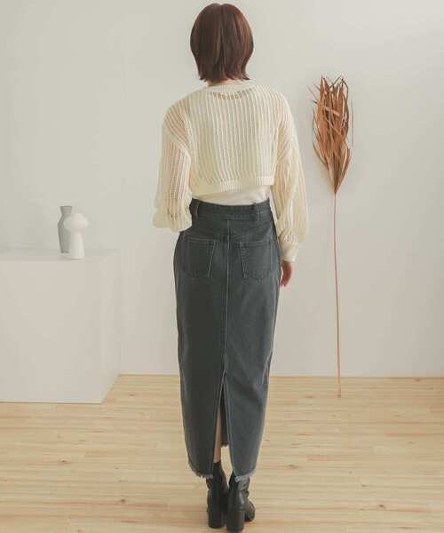 SENSE OF PLACE by URBAN RESEARCH（センスオブプレイスバイアーバンリサーチ）の「ショートメッシュセットプルオーバー（ニット/セーター・レディース・ブラック/ベージュ/アイボリー・ONE）」の12枚目の写真