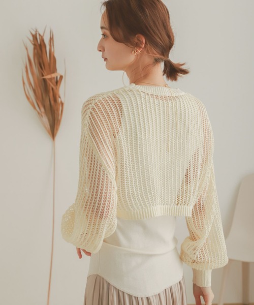 SENSE OF PLACE by URBAN RESEARCH（センスオブプレイスバイアーバンリサーチ）の「ショートメッシュセットプルオーバー（ニット/セーター・レディース・ブラック/ベージュ/アイボリー・ONE）」の17枚目の写真