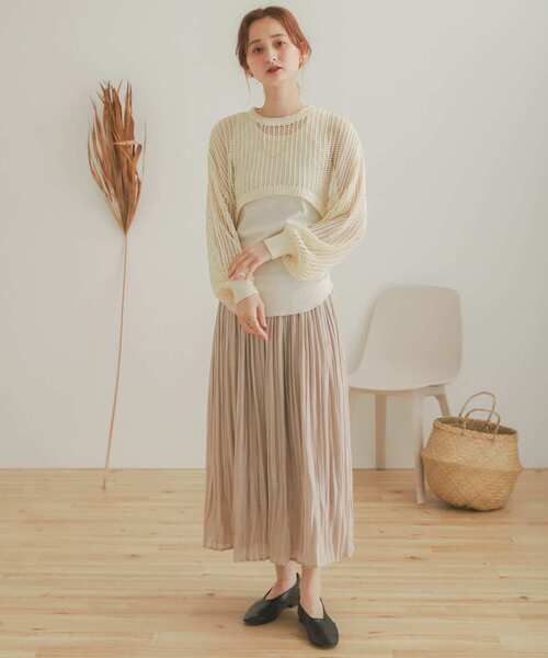 SENSE OF PLACE by URBAN RESEARCH（センスオブプレイスバイアーバンリサーチ）の「ショートメッシュセットプルオーバー（ニット/セーター・レディース・ブラック/ベージュ/アイボリー・ONE）」の18枚目の写真