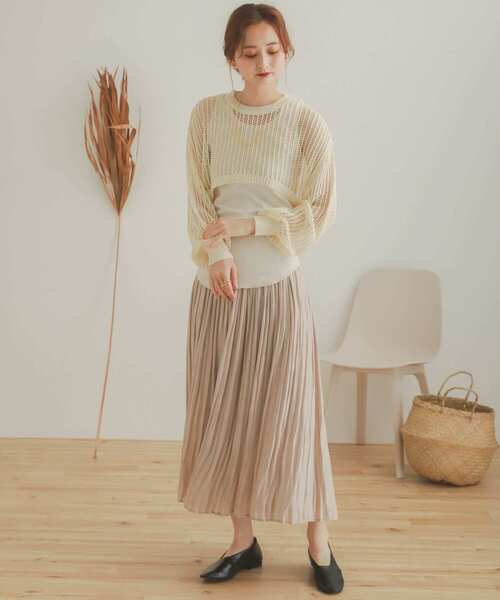 SENSE OF PLACE by URBAN RESEARCH（センスオブプレイスバイアーバンリサーチ）の「ショートメッシュセットプルオーバー（ニット/セーター・レディース・ブラック/ベージュ/アイボリー・ONE）」の19枚目の写真