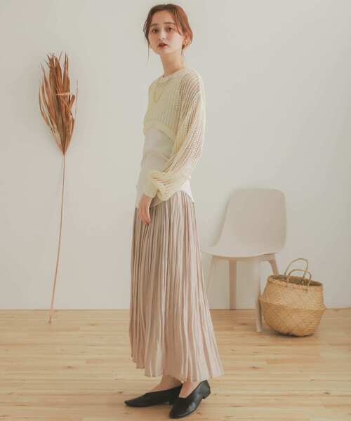 SENSE OF PLACE by URBAN RESEARCH（センスオブプレイスバイアーバンリサーチ）の「ショートメッシュセットプルオーバー（ニット/セーター・レディース・ブラック/ベージュ/アイボリー・ONE）」の20枚目の写真