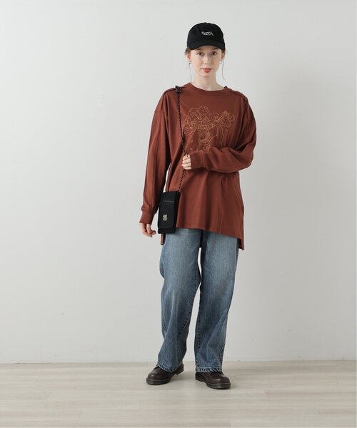 DOUBLE NAME（ダブルネーム）の「TREE HOUSE恐竜刺しゅうロンTEE（Tシャツ/カットソー・レディース・ベージュ/ブラウン/オフホワイト/スミクロ・FREE）」の5枚目の写真