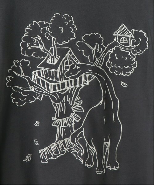 DOUBLE NAME（ダブルネーム）の「TREE HOUSE恐竜刺しゅうロンTEE（Tシャツ/カットソー・レディース・ベージュ/ブラウン/オフホワイト/スミクロ・FREE）」の12枚目の写真