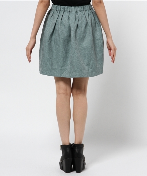 mystic（ミスティック）の「ハリ感ギャザースカート（スカート・レディース・グリーン/ピンク/ブラック/ライトグレー・ﾌﾘ-）」の7枚目の写真