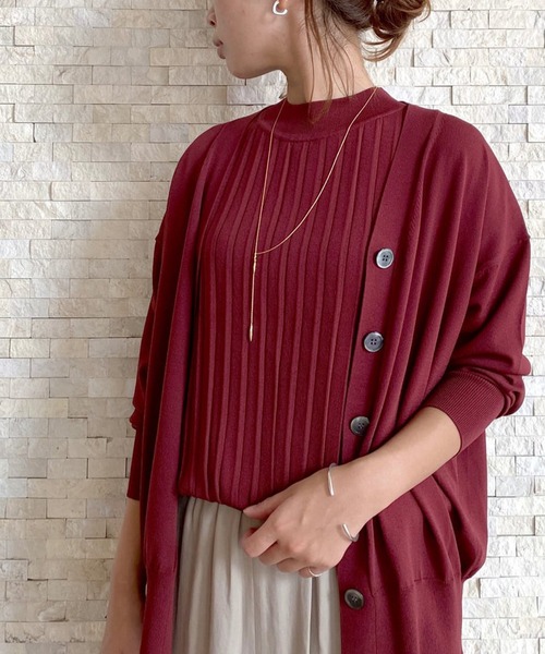 RIVE DROITE（リヴドロワ）の「カジュアルにもキレイめにも使える　クールタッチUVプリーツフレンチニット（ニット/セーター・レディース・ベージュ系その他/ボルドー/ブラウン/ネイビー・FREE）」の4枚目の写真