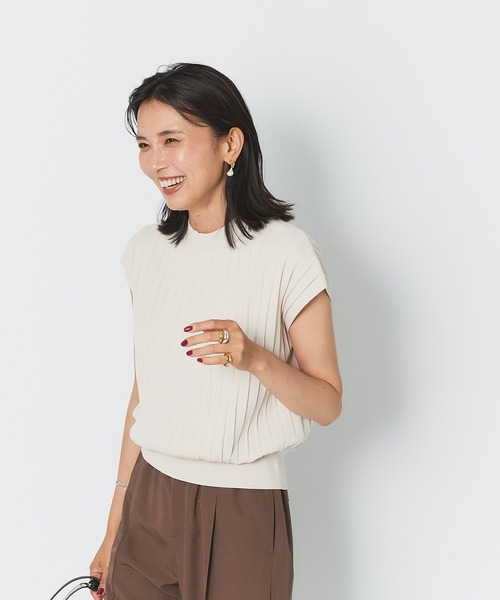 RIVE DROITE（リヴドロワ）の「カジュアルにもキレイめにも使える　クールタッチUVプリーツフレンチニット（ニット/セーター・レディース・ベージュ系その他/ボルドー/ブラウン/ネイビー・FREE）」の5枚目の写真