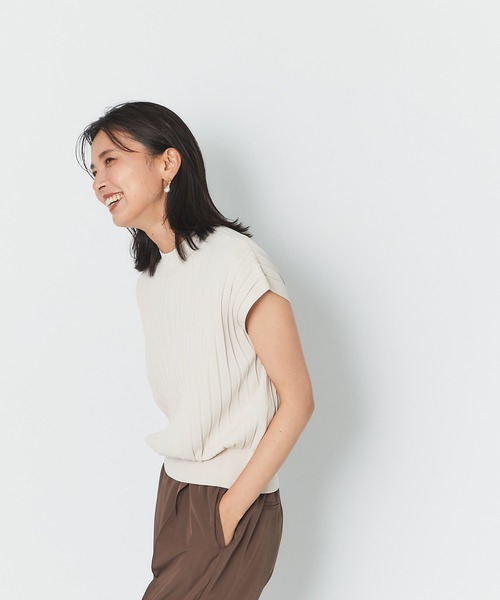 RIVE DROITE（リヴドロワ）の「カジュアルにもキレイめにも使える　クールタッチUVプリーツフレンチニット（ニット/セーター・レディース・ベージュ系その他/ボルドー/ブラウン/ネイビー・FREE）」の22枚目の写真