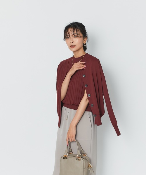 RIVE DROITE（リヴドロワ）の「カジュアルにもキレイめにも使える　クールタッチUVプリーツフレンチニット（ニット/セーター・レディース・ベージュ系その他/ボルドー/ブラウン/ネイビー・FREE）」の17枚目の写真