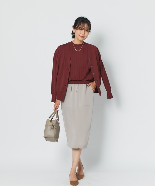 RIVE DROITE（リヴドロワ）の「カジュアルにもキレイめにも使える　クールタッチUVプリーツフレンチニット（ニット/セーター・レディース・ベージュ系その他/ボルドー/ブラウン/ネイビー・FREE）」の9枚目の写真