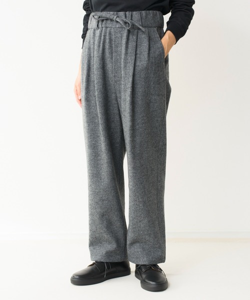 Blanc YM(ブランワイエム)の「Blanc YM ブランワイエム / Milled Wool Wide Pants ミルドウール 2タックパンツ バルーンパンツ イージーパンツ(セットアップ) / BL-21A-MWWP(その他パンツ・メンズ・グレー/ネイビー・MEDIUM/SMALL)」の2枚目の写真