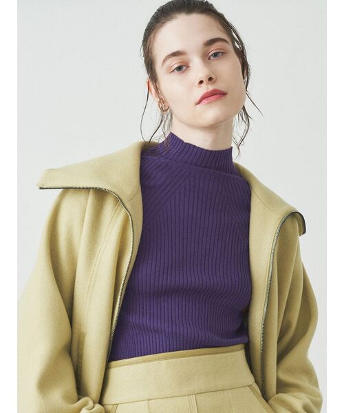 ELENDEEK（エレンディーク）の「ハイネックリブニット（ニット/セーター・レディース・ブラック/パープル/オフホワイト/ライトグリーン・FREE）」の4枚目の写真