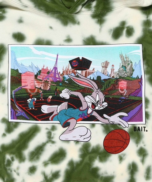 BAIT(ベイト)の「【2108_SPJ】SPACEJAM2 JBUGS DRIBBLE HDY 216-SPJ-PRK-001(パーカー・メンズ・グリーン・SMALL/MEDIUM/LARGE/X-LARGE)」の2枚目の写真