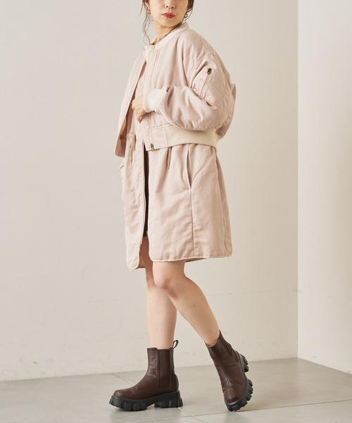 Chico（チコ）の「ショート丈MA-1+中綿ベスト（MA-1・レディース・ブラック/アイボリー・FREE）」の10枚目の写真