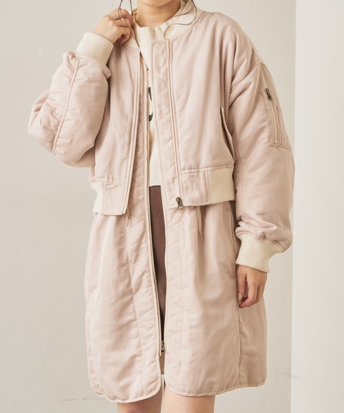 Chico（チコ）の「ショート丈MA-1+中綿ベスト（MA-1・レディース・ブラック/アイボリー・FREE）」の6枚目の写真