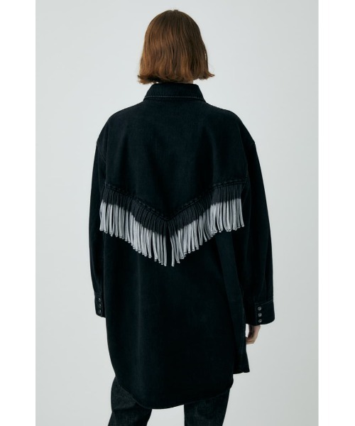 MOUSSY（マウジー）の「FRINGE DENIM SHIRT ドレス（ワンピース・レディース・ブルー/ブラック・FREE）」の4枚目の写真