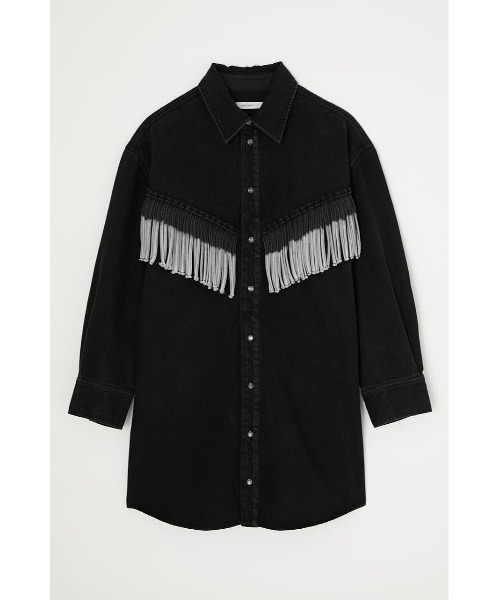 MOUSSY（マウジー）の「FRINGE DENIM SHIRT ドレス（ワンピース・レディース・ブルー/ブラック・FREE）」の5枚目の写真