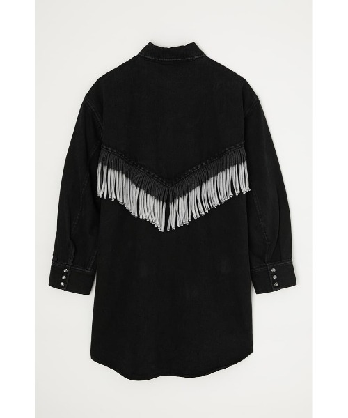 MOUSSY（マウジー）の「FRINGE DENIM SHIRT ドレス（ワンピース・レディース・ブルー/ブラック・FREE）」の6枚目の写真