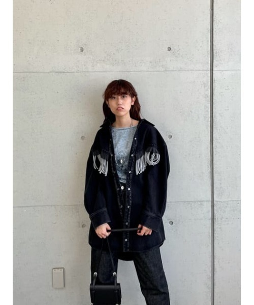 MOUSSY（マウジー）の「FRINGE DENIM SHIRT ドレス（ワンピース・レディース・ブルー/ブラック・FREE）」の21枚目の写真