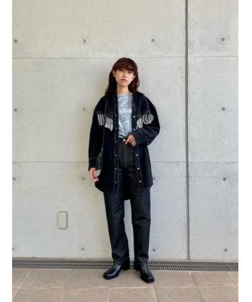 MOUSSY（マウジー）の「FRINGE DENIM SHIRT ドレス（ワンピース・レディース・ブルー/ブラック・FREE）」の22枚目の写真