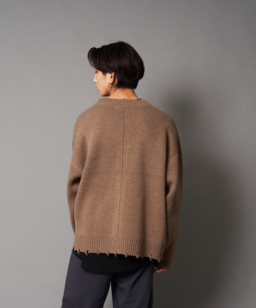 UNIIT（ユニット）の「【UNIIT/ユニット】ダメージニットルーズビッグシルエットカーディガン（カーディガン/ボレロ・メンズ・ダークグリーン/ベージュ/グリーン/杢グレー・SMALL/MEDIUM/LARGE）」の18枚目の写真