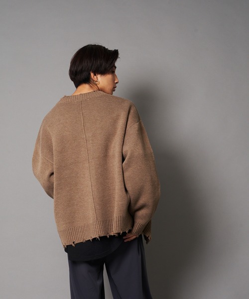 UNIIT（ユニット）の「【UNIIT/ユニット】ダメージニットルーズビッグシルエットカーディガン（カーディガン/ボレロ・メンズ・ダークグリーン/ベージュ/グリーン/杢グレー・SMALL/MEDIUM/LARGE）」の19枚目の写真