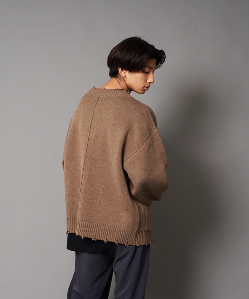 UNIIT（ユニット）の「【UNIIT/ユニット】ダメージニットルーズビッグシルエットカーディガン（カーディガン/ボレロ・メンズ・ダークグリーン/ベージュ/グリーン/杢グレー・SMALL/MEDIUM/LARGE）」の20枚目の写真