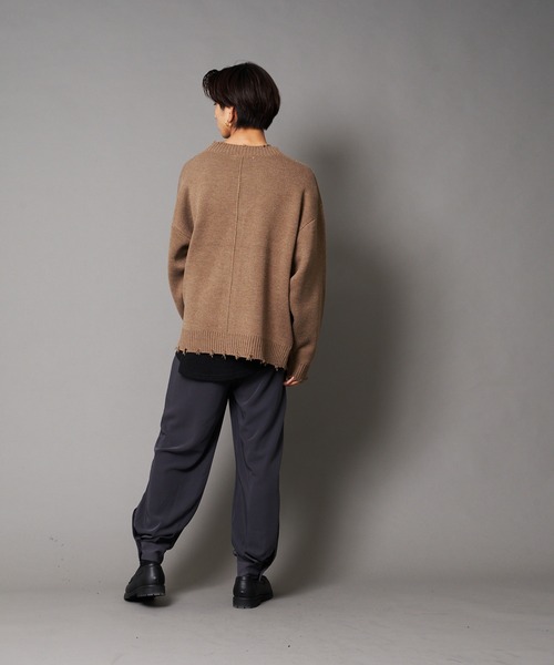 UNIIT（ユニット）の「【UNIIT/ユニット】ダメージニットルーズビッグシルエットカーディガン（カーディガン/ボレロ・メンズ・ダークグリーン/ベージュ/グリーン/杢グレー・SMALL/MEDIUM/LARGE）」の7枚目の写真