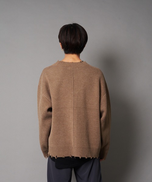 UNIIT（ユニット）の「【UNIIT/ユニット】ダメージニットルーズビッグシルエットカーディガン（カーディガン/ボレロ・メンズ・ダークグリーン/ベージュ/グリーン/杢グレー・SMALL/MEDIUM/LARGE）」の21枚目の写真