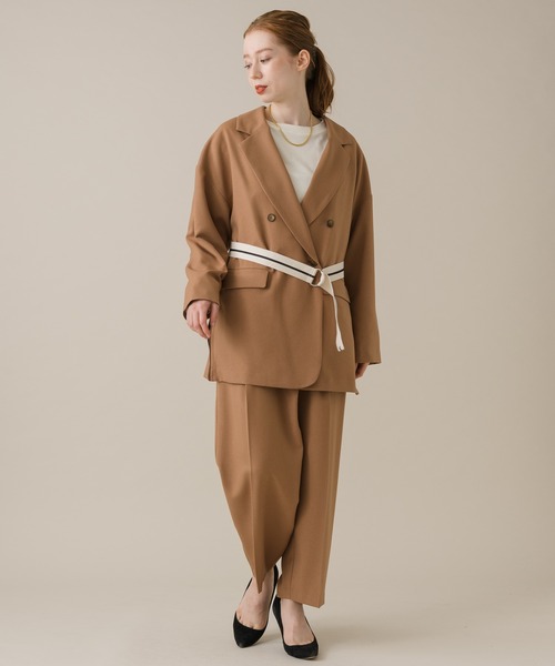 La SRIC（ラスリック）の「La SRIC サイドベルト付ジャケット（テーラードジャケット・レディース・ブラック/キャメル・FREE）」の5枚目の写真