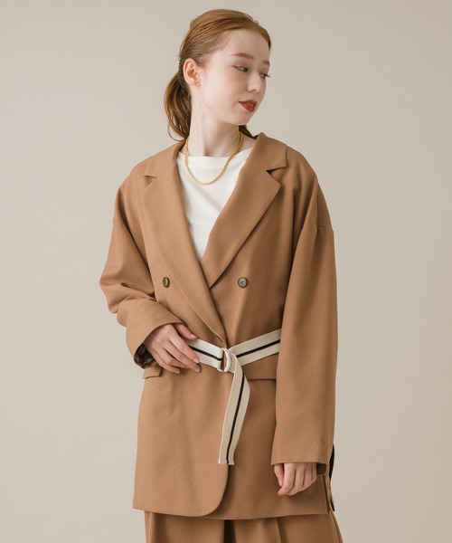 La SRIC（ラスリック）の「La SRIC サイドベルト付ジャケット（テーラードジャケット・レディース・ブラック/キャメル・FREE）」の6枚目の写真