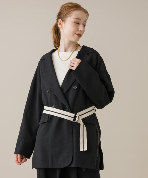 La SRIC（ラスリック）の「La SRIC サイドベルト付ジャケット（テーラードジャケット・レディース・ブラック/キャメル・FREE）」の15枚目の写真