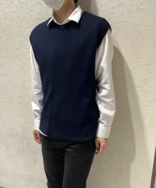 Pitta Re:)（ピッタリ）の「Vネックニットベスト（ベスト・メンズ・チャコールグレー/ネイビー・LL/S/M/L）」の7枚目の写真