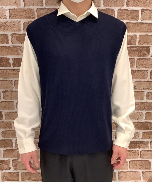 Pitta Re:)（ピッタリ）の「Vネックニットベスト（ベスト・メンズ・チャコールグレー/ネイビー・LL/S/M/L）」の6枚目の写真