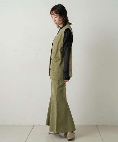 Kastane(カスタネ)の「【SETUP対応】SETUPミリタリーベスト(ベスト・レディース・カーキ/アイボリー・FREE)」の13枚目の写真