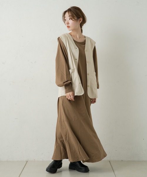 Kastane(カスタネ)の「【SETUP対応】SETUPミリタリーベスト(ベスト・レディース・カーキ/アイボリー・FREE)」の4枚目の写真