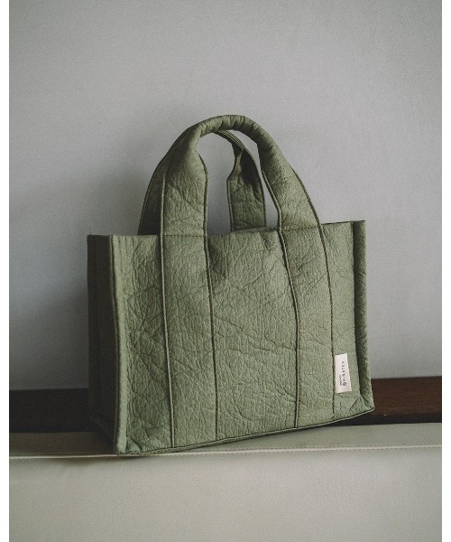 Donnaruma(ドンナルンマ)の「「etul / エツル」ピニャテックス スクエアトートバッグ(トートバッグ・レディース・ホワイト/カーキ/シルバー・FREE)」の7枚目の写真