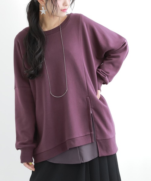 osharewalker（オシャレウォーカー）の「【廃盤】『シャツ切り替え裏起毛インナーカットソー』（Tシャツ/カットソー・レディース・ブラック/ネイビー/グレー/オフホワイト/ブラック×ホワイト・LL/M/L）」の10枚目の写真