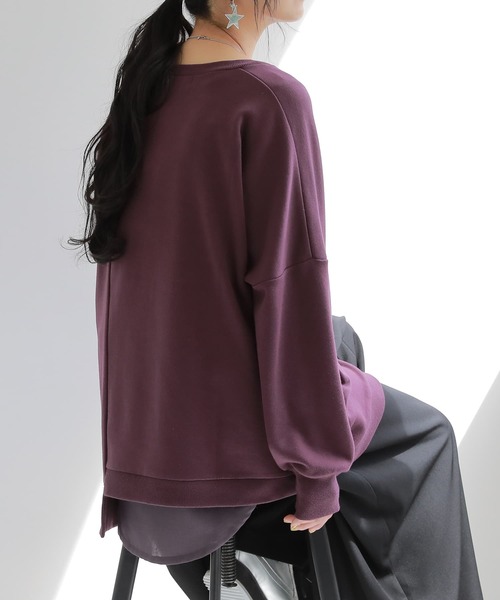 osharewalker（オシャレウォーカー）の「【廃盤】『シャツ切り替え裏起毛インナーカットソー』（Tシャツ/カットソー・レディース・ブラック/ネイビー/グレー/オフホワイト/ブラック×ホワイト・LL/M/L）」の11枚目の写真