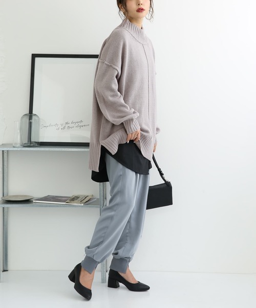 osharewalker（オシャレウォーカー）の「【廃盤】『シャツ切り替え裏起毛インナーカットソー』（Tシャツ/カットソー・レディース・ブラック/ネイビー/グレー/オフホワイト/ブラック×ホワイト・LL/M/L）」の14枚目の写真