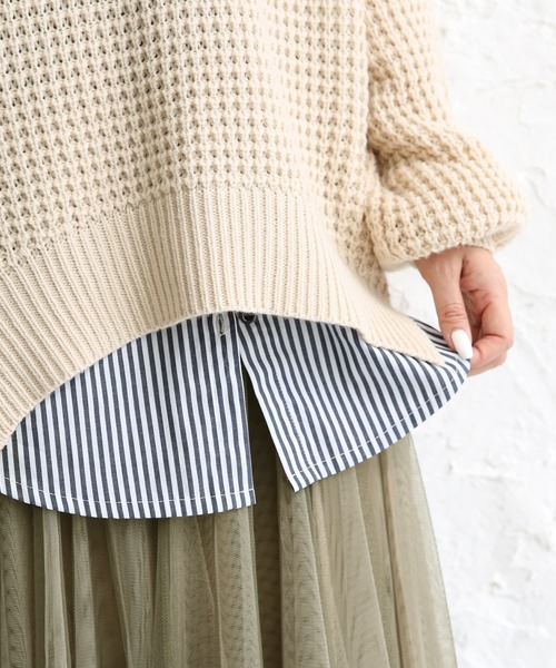 osharewalker（オシャレウォーカー）の「【廃盤】『シャツ切り替え裏起毛インナーカットソー』（Tシャツ/カットソー・レディース・ブラック/ネイビー/グレー/オフホワイト/ブラック×ホワイト・LL/M/L）」の16枚目の写真